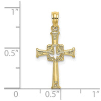 10K Polished and Engraved Cross and Dove Charm-10K8368