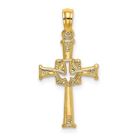 10K Polished and Engraved Cross and Dove Charm-10K8368