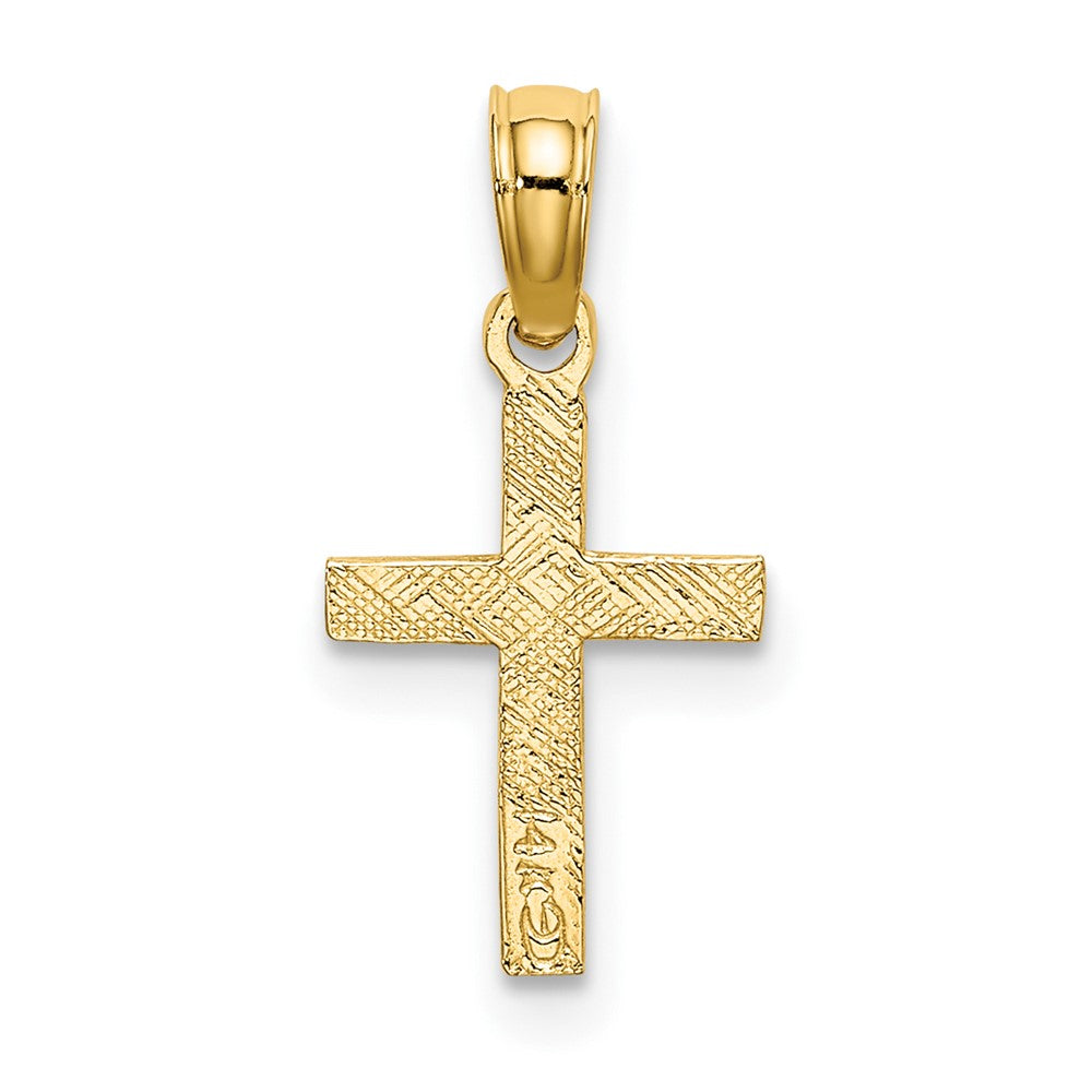10K Polished and Engraved Mini Cross W/ Flower Charm-10K8369