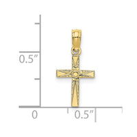 10K Polished and Engraved Mini Cross W/ Flower Charm-10K8369