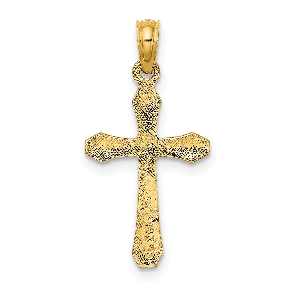 10K Polished Beveled Tips Cross Charm-10K8370