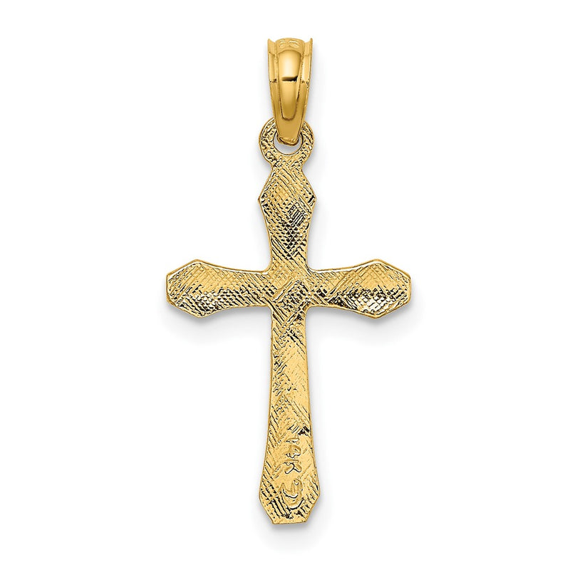 10K Polished Beveled Tips Cross Charm-10K8370