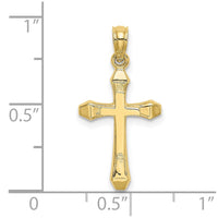 10K Polished Beveled Tips Cross Charm-10K8370