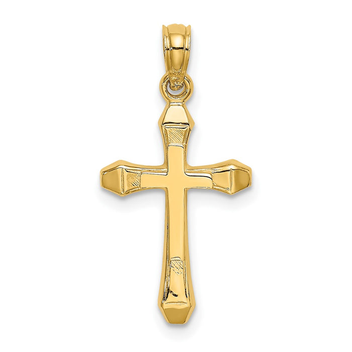 10K Polished Beveled Tips Cross Charm-10K8370