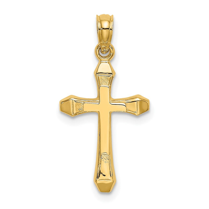 10K Polished Beveled Tips Cross Charm-10K8370