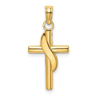 10K Polished W/ Banner Cross Charm-10K8371