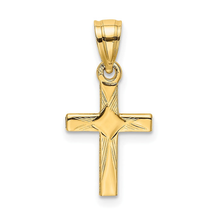 10K Diamond Shape Center Mini Cross Charm-10K8373