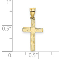 10K Polished and Engraved Cross W/ Heart Center Charm-10K8374
