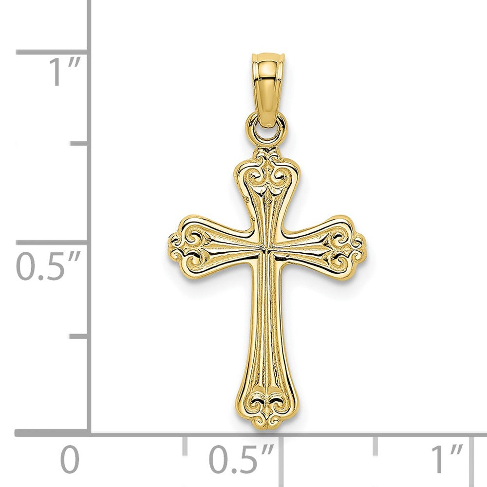 10K Polished Engraved Cross Charm-10K8376