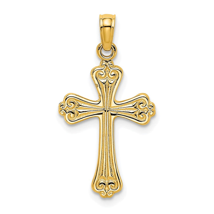 10K Polished Engraved Cross Charm-10K8376