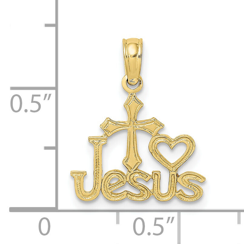 10K JESUS W/ Cross and Heart Charm-10K8381