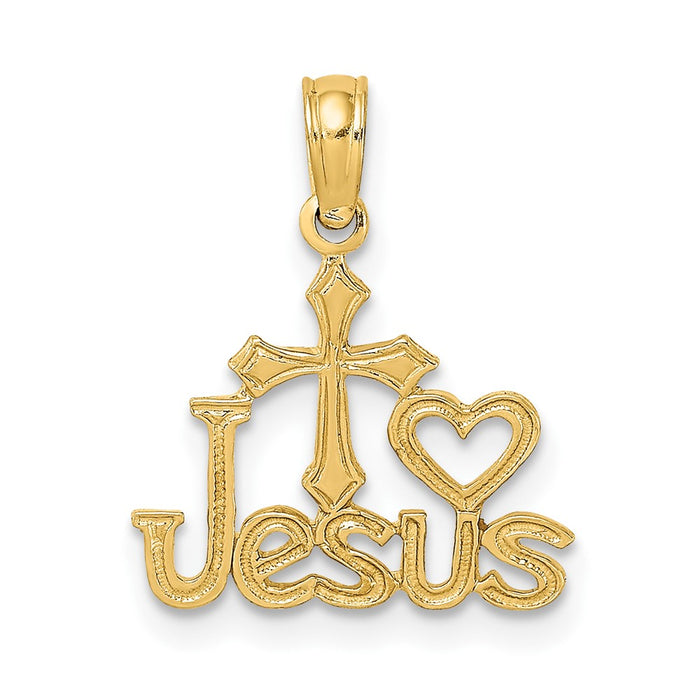 10K JESUS W/ Cross and Heart Charm-10K8381