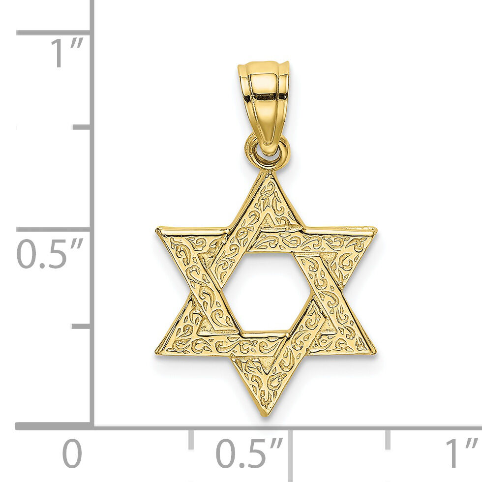 10K Engraved Swirls Star Of David Charm-10K8383