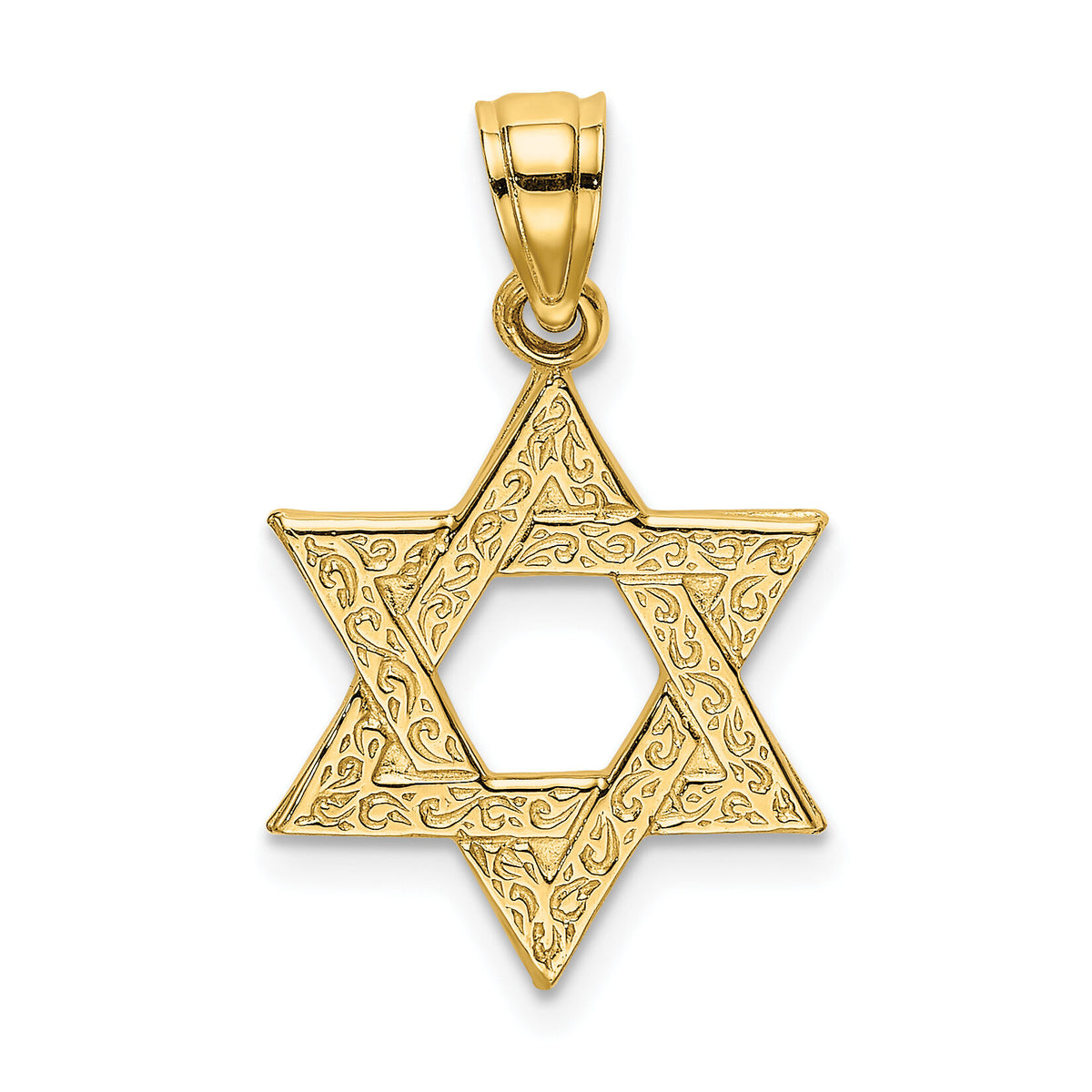 10K Engraved Swirls Star Of David Charm-10K8383