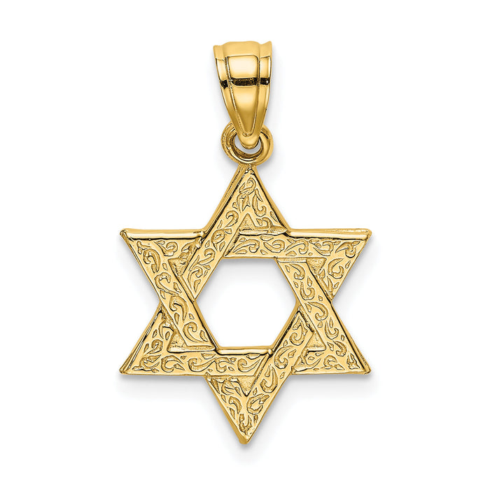 10K Engraved Swirls Star Of David Charm-10K8383