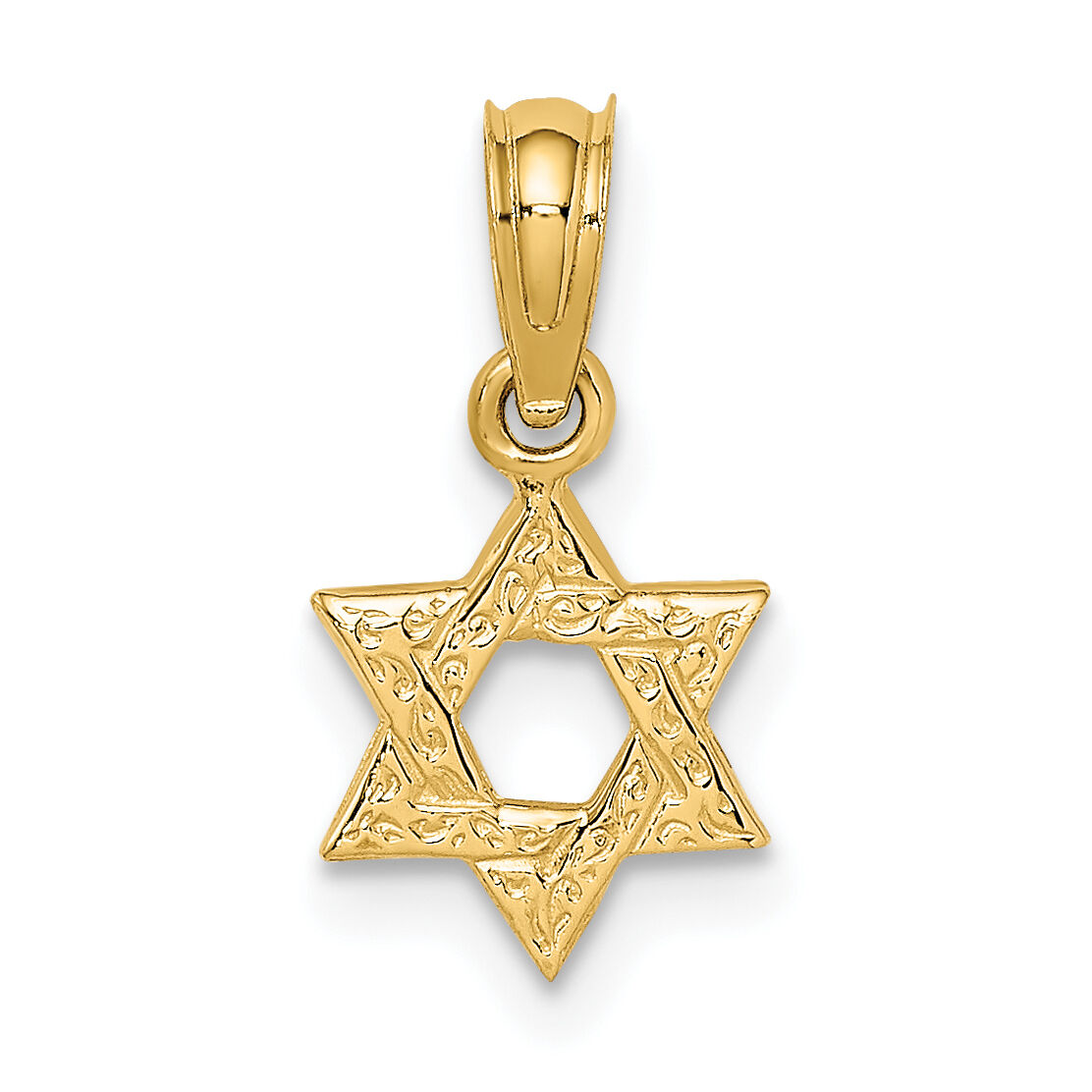 10K Mini Star Of David w/ Engraved Swirl Charm-10K8385