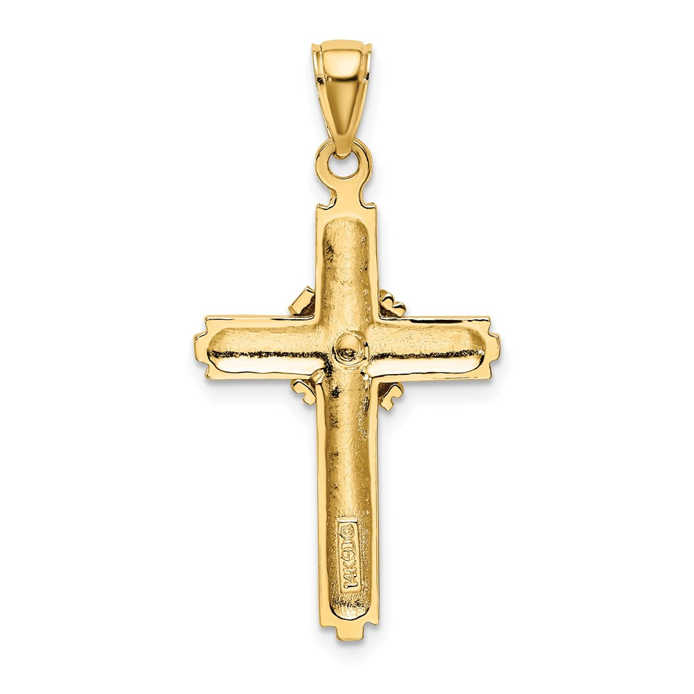 10K Beaded Center Design Cross Charm-10K8390
