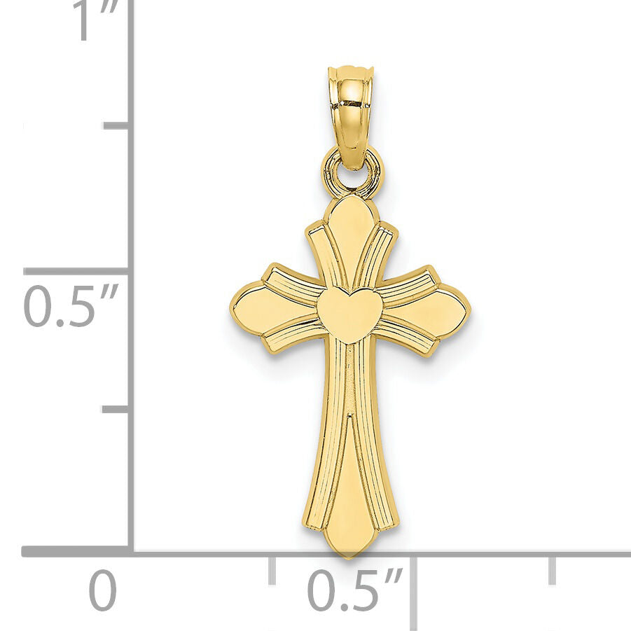 10K Polished Cross w/ Heart Charm-10K8391