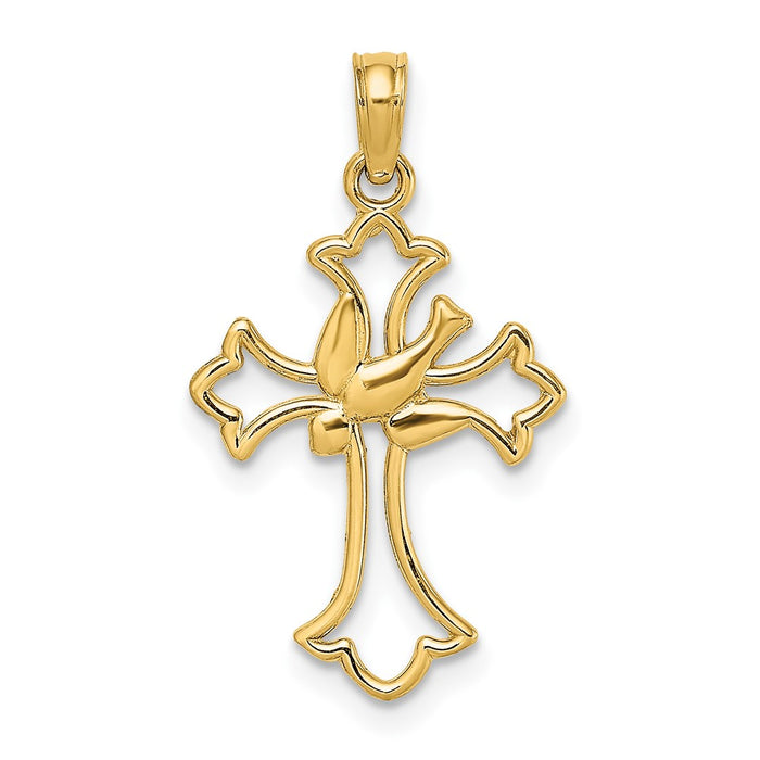 10K Cut-Out Dove Center Cross Charm-10K8399