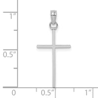 10K White Gold 3-D and Polished Stick Cross Charm-10K8404W