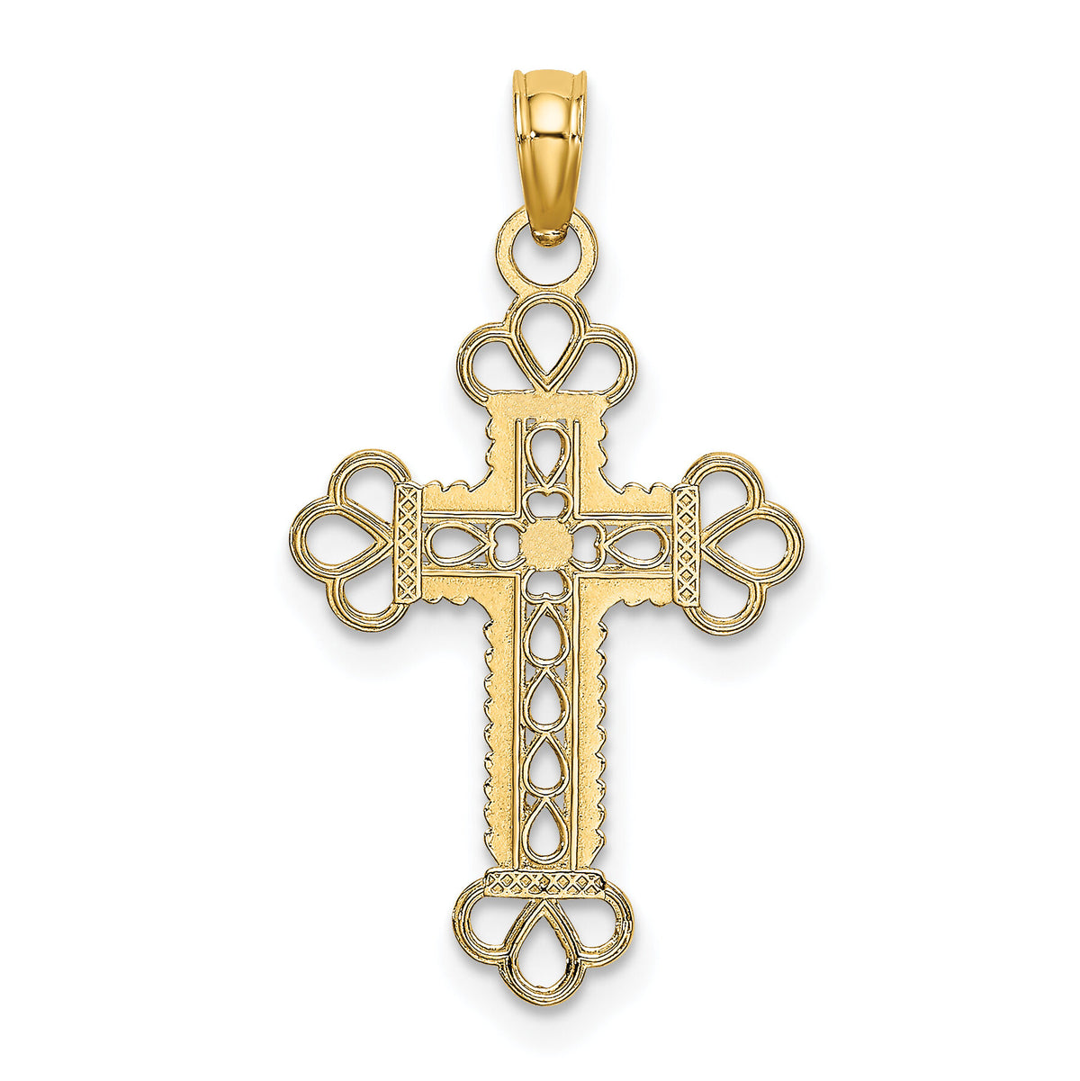 10K Textured and Cut-Out W/ Rope Frame Block Cross Charm-10K8407