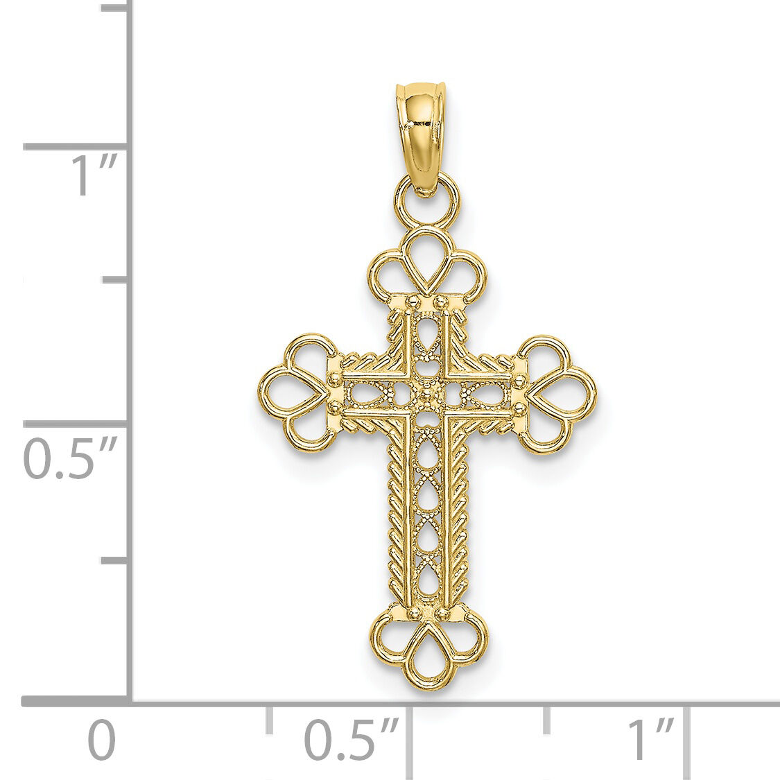 10K Textured and Cut-Out W/ Rope Frame Block Cross Charm-10K8407
