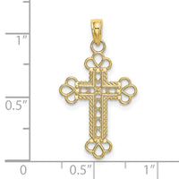 10K Textured and Cut-Out W/ Rope Frame Block Cross Charm-10K8407