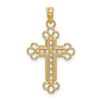 10K Textured and Cut-Out W/ Rope Frame Block Cross Charm-10K8407