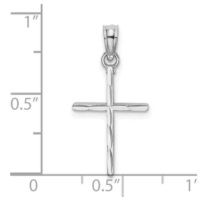 10K White Gold D/C and Polished Cross Charm-10K8409W