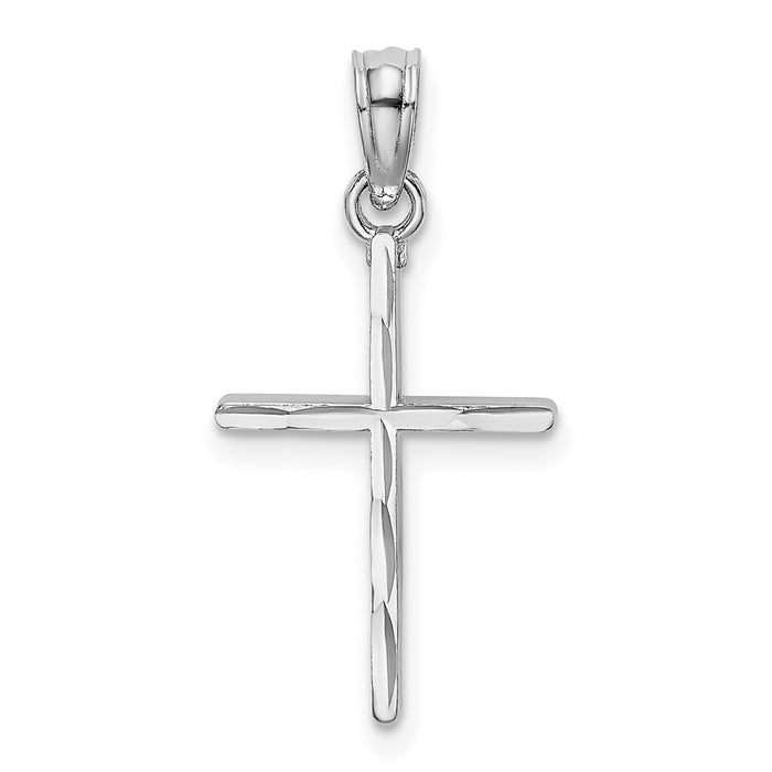 10K White Gold D/C and Polished Cross Charm-10K8409W