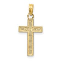 10K Polished Block Style Beaded Edge Cross Charm-10K8411