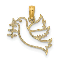 10K Cut-Out Dove with Olive Branch Charm-10K8414