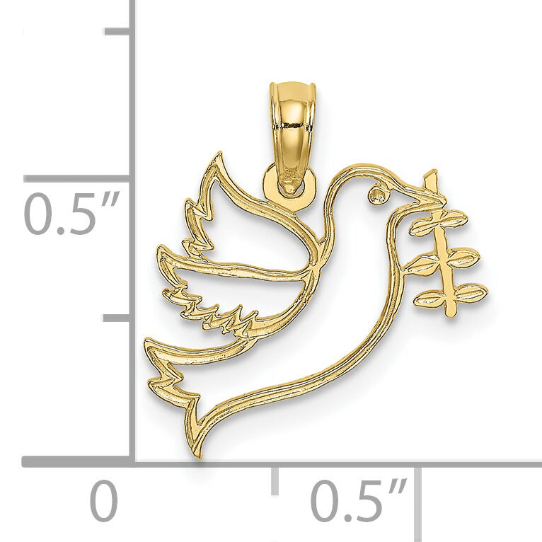 10K Cut-Out Dove with Olive Branch Charm-10K8414