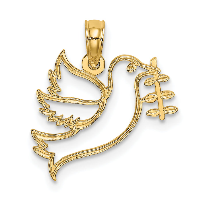 10K Cut-Out Dove with Olive Branch Charm-10K8414