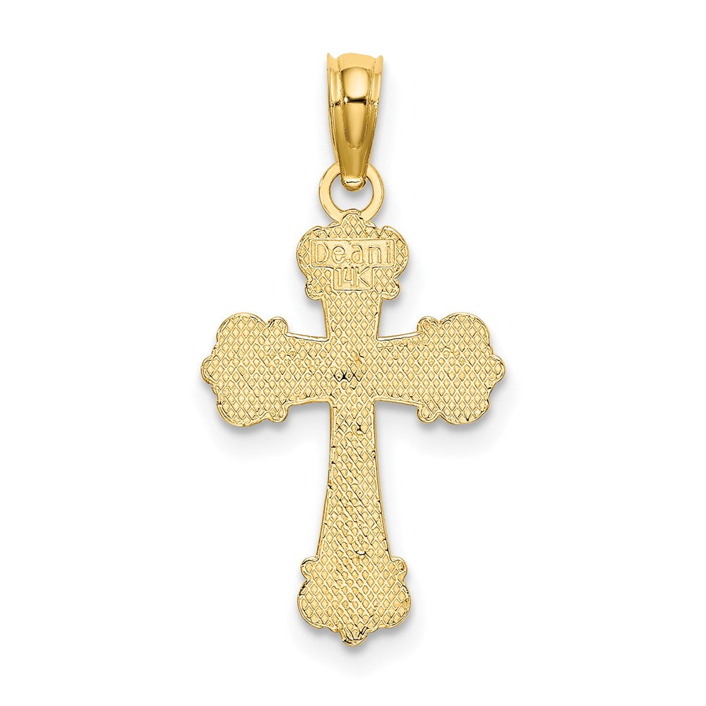 10K Cross W/ Scroll Tips and Button Center Charm-10K8416