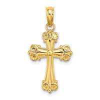 10K Cross W/ Scroll Tips and Button Center Charm-10K8416