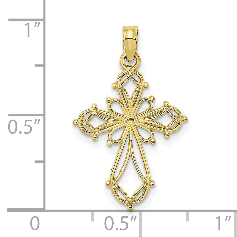 10K Cut-Out Fancy Cross Charm-10K8417