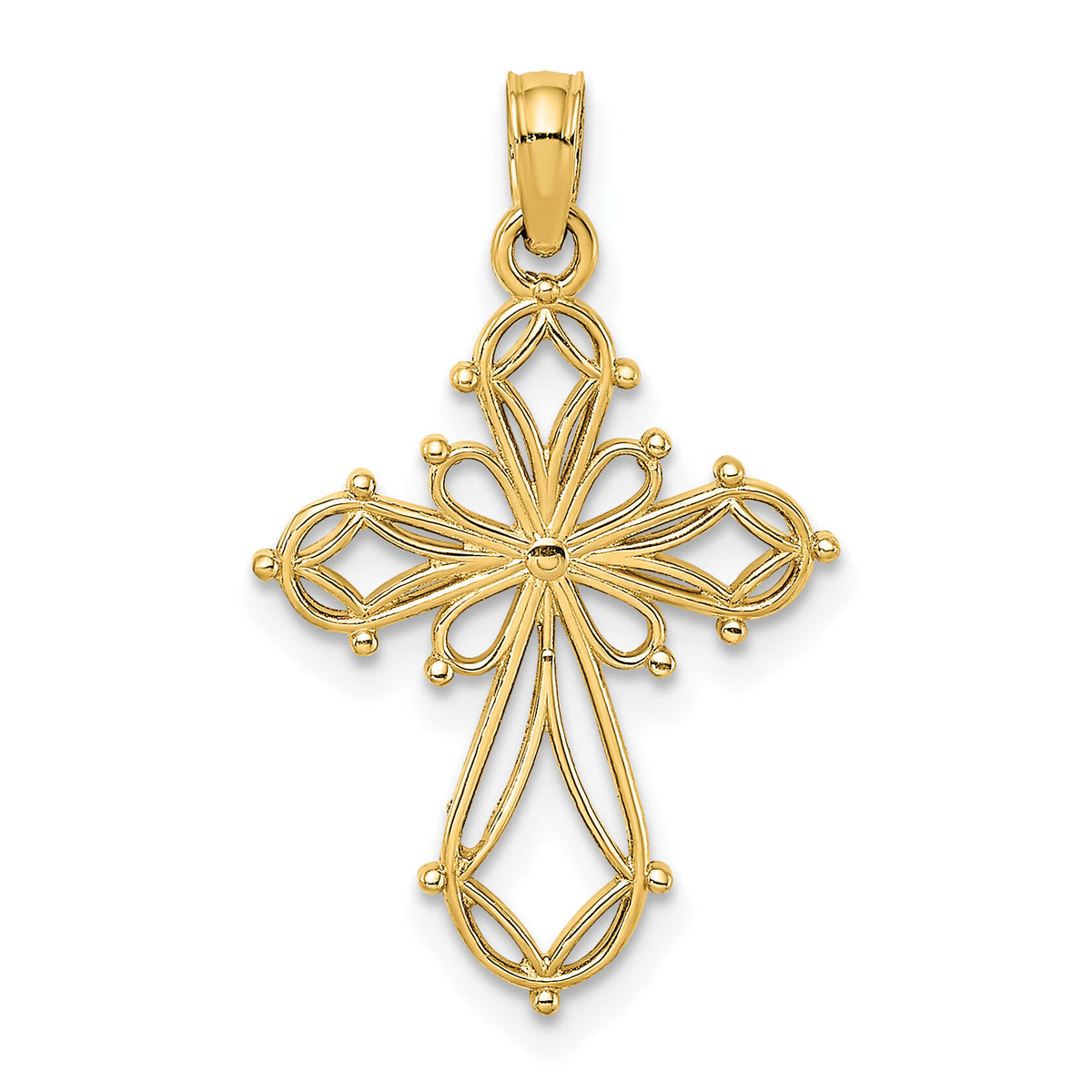 10K Cut-Out Fancy Cross Charm-10K8417