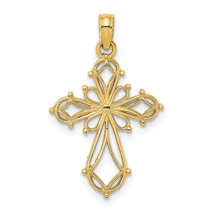 10K Cut-Out Fancy Cross Charm-10K8417