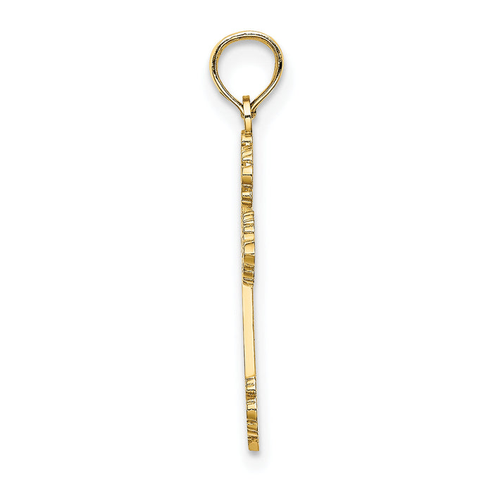 10K Polished and Textured Fancy Cross Charm-10K8420