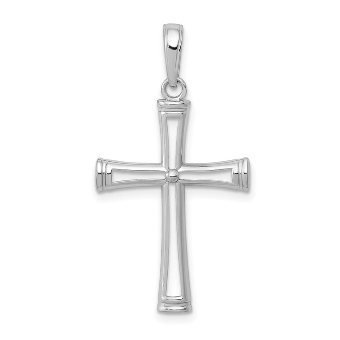 10K White Gold Polished and Cut-Out Cross-10K8421W