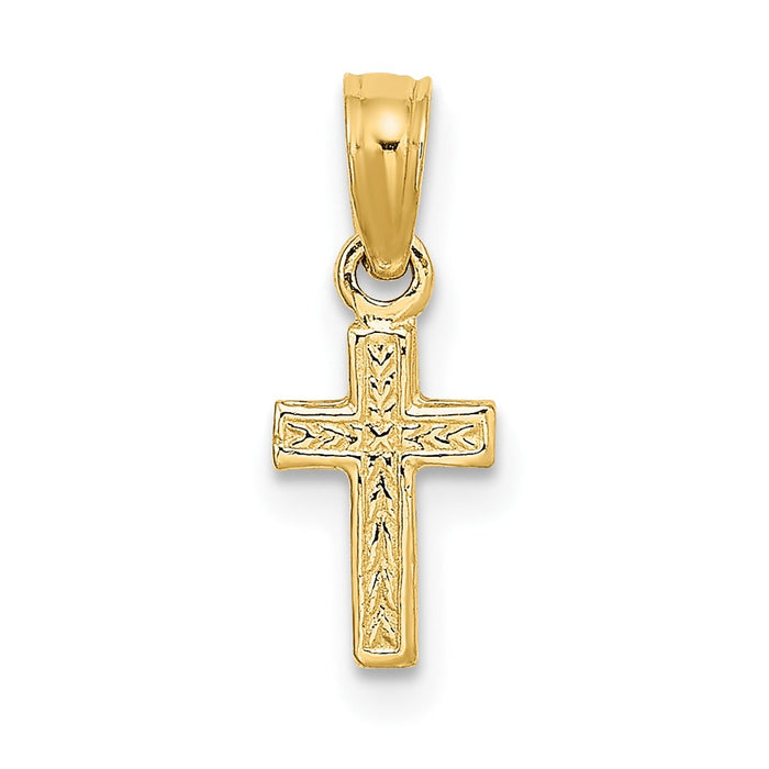 10K Polished and Engraved Mini Cross Charm-10K8424