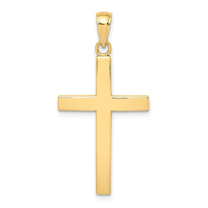 10K Polished Beveled Cross Charm-10K8425
