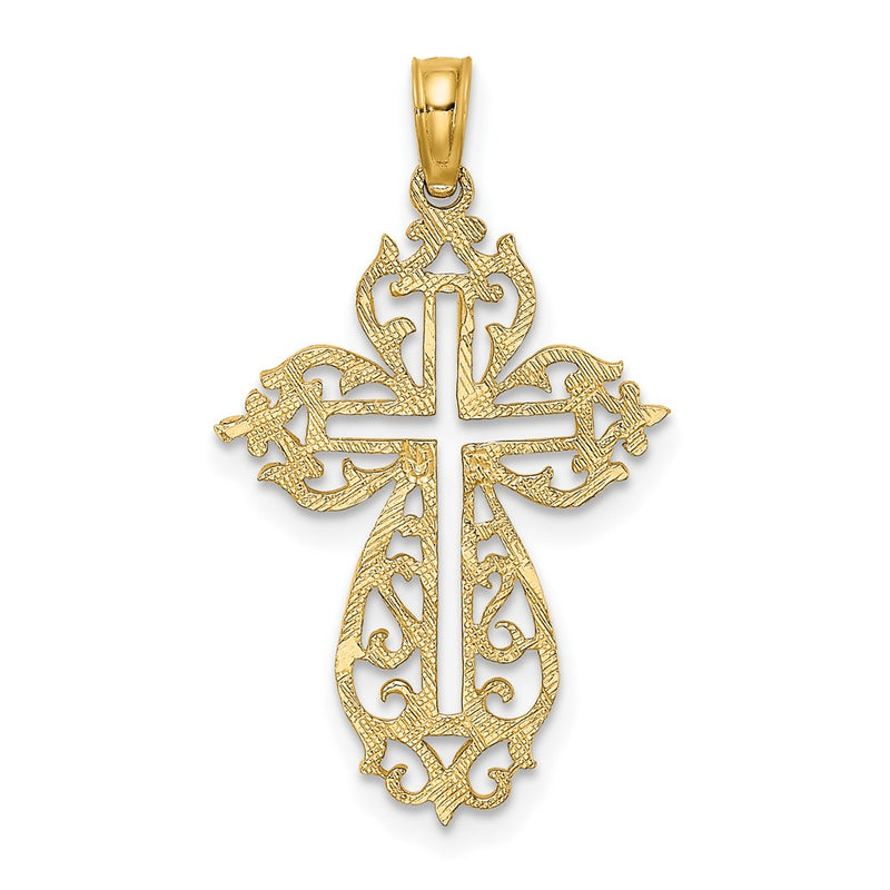 10K Cut-Out Scroll Framed Cross Charm-10K8426