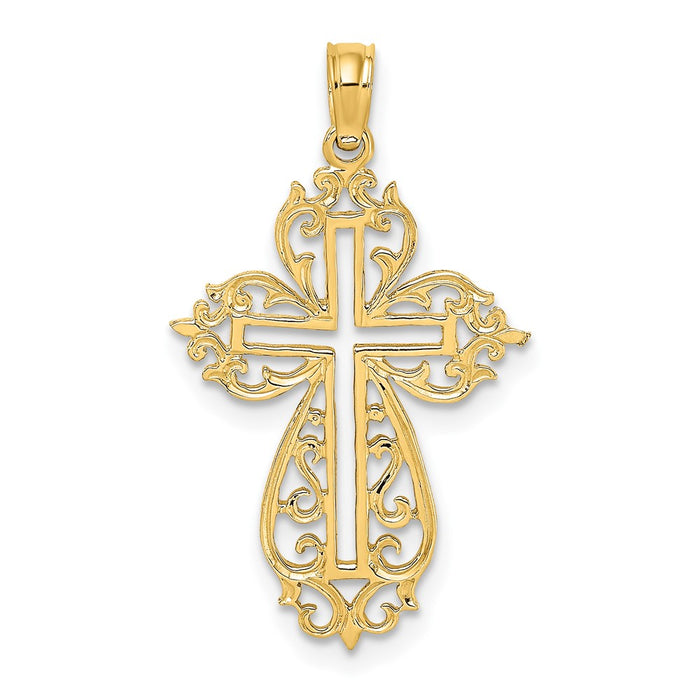 10K Cut-Out Scroll Framed Cross Charm-10K8426