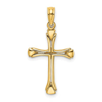 10K Polished Beveled Cut-out Cross Pendant-10K8430