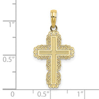 10K Textured w/ Lace Trim Cross Charm-10K8431