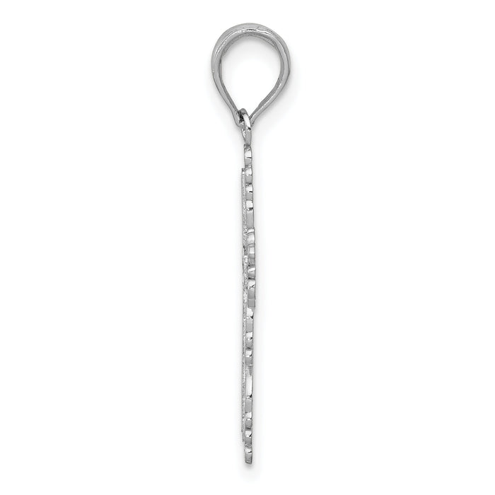 10K White Gold Textured w/ Lace Trim Cross Charm-10K8431W