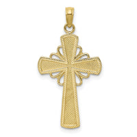 10K Polished W/ Beaded Edge Grid Accent Cross Charm-10K8435
