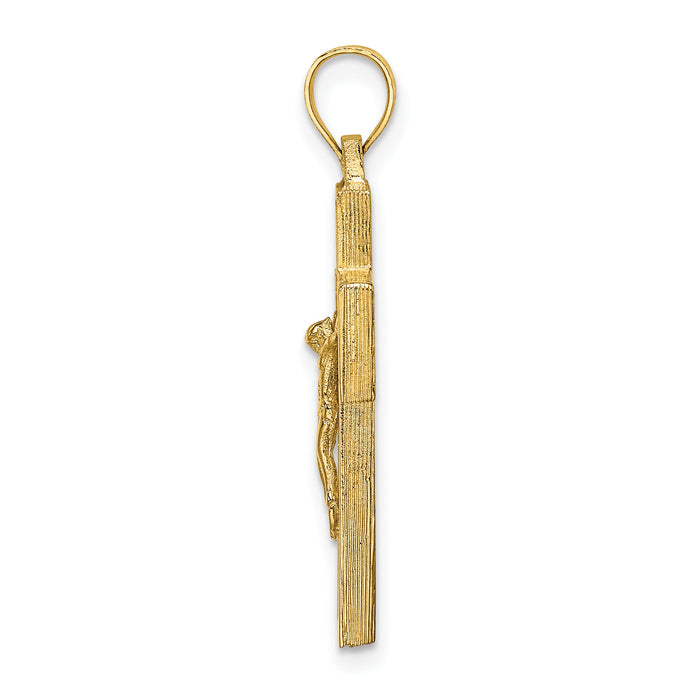 10K Textured Crucifix w/ Frame Charm-10K8438